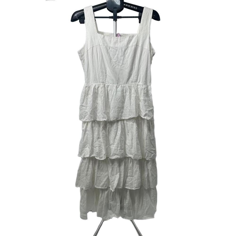 Kos Resort Dress XL Tiered‎ White Cotton Summer